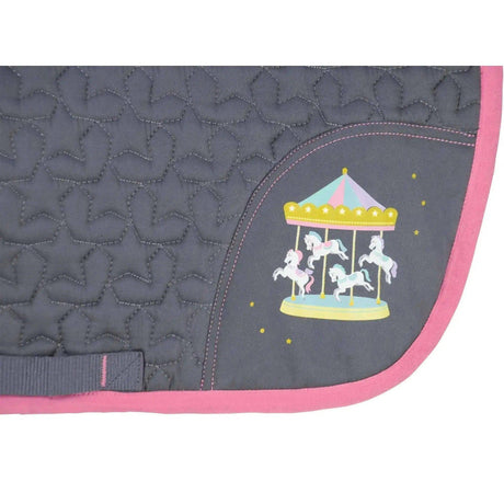 Merry Go Round Saddle Pad by Little Rider Grey/Pink Pony/Cob HY Equestrian Saddle Pads & Numnahs Barnstaple Equestrian Supplies