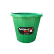 Green plastic mightyflex calf multi purpose bucket 10 lt with black and red logo designed to withstand kicks