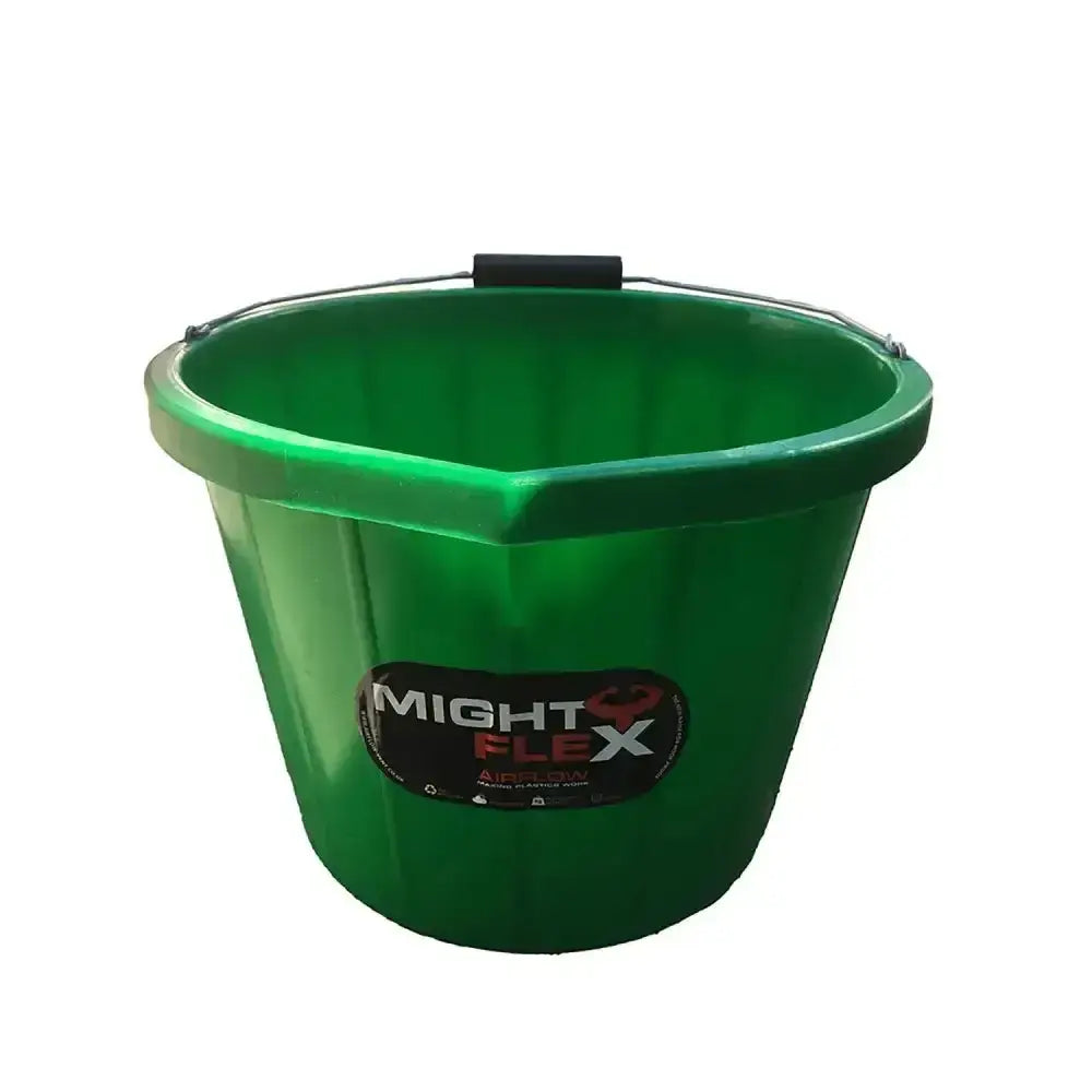 Green mightyflex heavy duty multi purpose bucket 15 lt with black handle and branded side logo