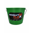 Green plastic mightyflex mini calf multi-purpose bucket 2.5 lt with black and orange label for easy carrying