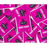 Bright pink packets of miles tea berry berry envelope teabags with coffee berry flavor for easy brewing