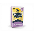 Purple and yellow box of miles tea west country decaffeinated teabags with parlock tea blend