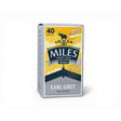 Miles tea earl grey teabags box with yellow grey packaging featuring elephant on weather vane with italian bergamot oil