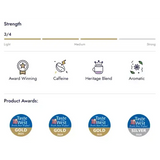 Silver award-winning heritage roast coffee blend from taste west with medium caffeine and aromatic notes, miles tea earl