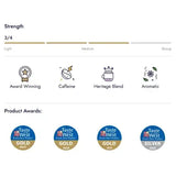 Silver award-winning taste west coffee blend with medium caffeine and aromatic heritage roast on miles tea earl grey teabags package