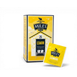 Yellow miles tea lemon envelope teabags box with 25 count and individual packet featuring lemon verbena flavor