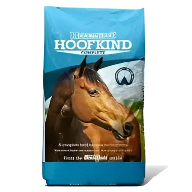 Blue bag of mollichaff hoofkind horse complete fibre-based concentrate featuring a brown horse head illustration