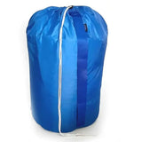 Blue moorland rider hay versatile carry sack with white drawstring and darker blue stripe featuring base emptying handle