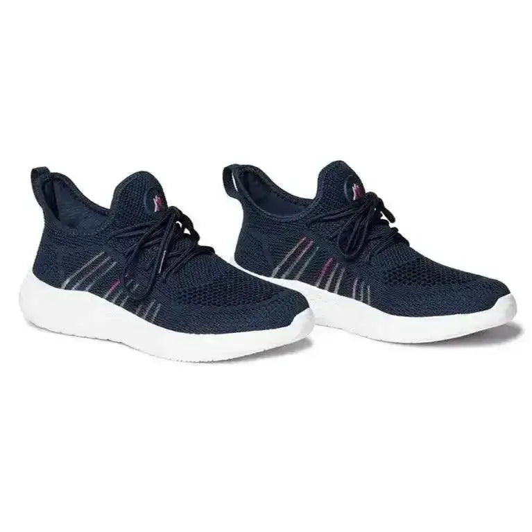 Dark navy mountain horse airflow sneaker with white soles and subtle stripes featuring shockx advanced insole