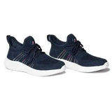 Dark navy mountain horse airflow sneaker with white soles and subtle stripes featuring shockx advanced insole
