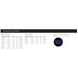 Veganza junior tall riding boot black size chart showing regular and wide fits in cm uk us a b with double size label