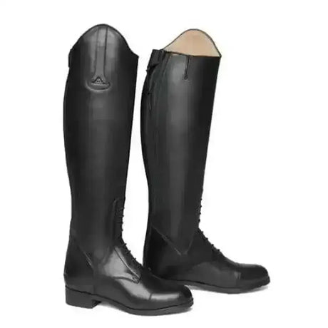 Black leather mountain horse venice young high rider boots with glossy finish and subtle stitching details