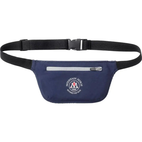Navy blue mountain horse waistbag with pfc-free water repellent fabric and black adjustable waistband strap