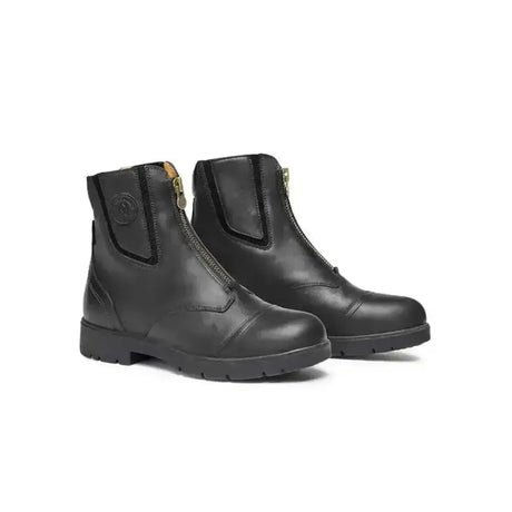 Black leather mountain horse wild river zip paddock boots with zipper closure and reinforced toe caps