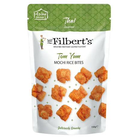 Mr filberts tai tom yum rice crackers snack bag with tom yum rice flavor for spicy crunchy munching