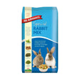 Mr johnson’s special rabbit mix 15 kg blue bag with two rabbits and a bowl of rabbit mix food
