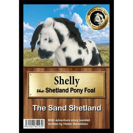 A plush black and white shetland pony foal toy from my new baby foal collection with long ears and soft body