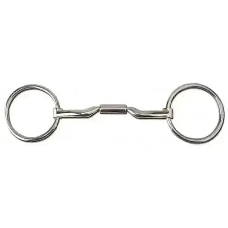Silver metal myler 04 loose ring comfort snaffle with smooth polished finish and two circular rings at each end
