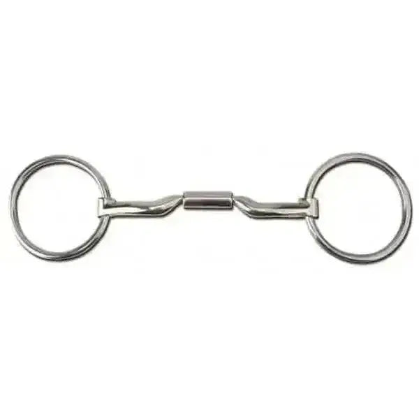 Silver metal myler 04 loose ring comfort snaffle with smooth polished finish and two circular rings at each end