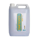 A translucent white 5-liter jug of naf cooling wash with teal and yellow label for horse washes and cooling