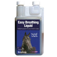 Transparent plastic bottle with white cap labeled naf easy breathing liquid for breathing issues relief