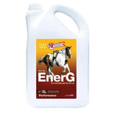 White plastic jug with handle labeled naf energ performance for fast acting veterinary approved liquid for hardworking equine athlete