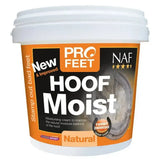 A bucket of naf five star profeet hoof moist natural hoof moisturiser in orange and white label for horse hooves