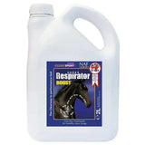 White plastic jug of naf five star respirator boost with blue label and black horse for equine respiratory mucosal immune support