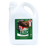 White plastic jug of naf five star superflex liquid with green and white label for horse joint treatment in scientifically balanced ratio