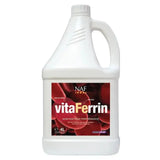 White plastic jug with handle and screw-on cap featuring a red naf five star vitaferrin label to optimise horses performance