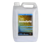 White plastic jug with handle and cap labeled naf immuforte liquid for veterinary immune support and immunity herbs working