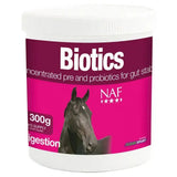 A vibrant pink and white container of naf instant biotics horse vitamins for natural microbial repopulation and gut balancers