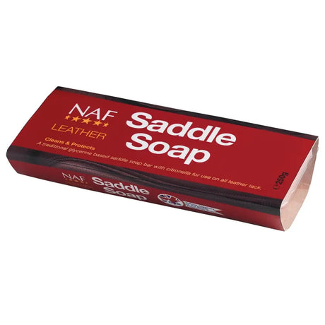 Red and black packaged naf leather saddle glycerine-based saddle soap bar with citronella for leather care