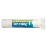 White roll of cushioned naf naturalintx dressing wrapped in clear plastic with blue green label and horse silhouette