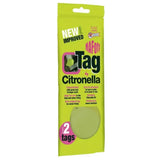 Lime green naf off citronella fly repellents tag with circular design and waterproof formula highly scented tag ideal for outdoor use