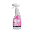 A white plastic spray bottle with a pink nafott label offering extra effect fly spray for naturally effective protection from horse flies
