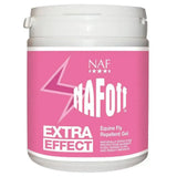 Pink labeled container of naf off extra effect gel fly repellent gel for horse flies and equine use