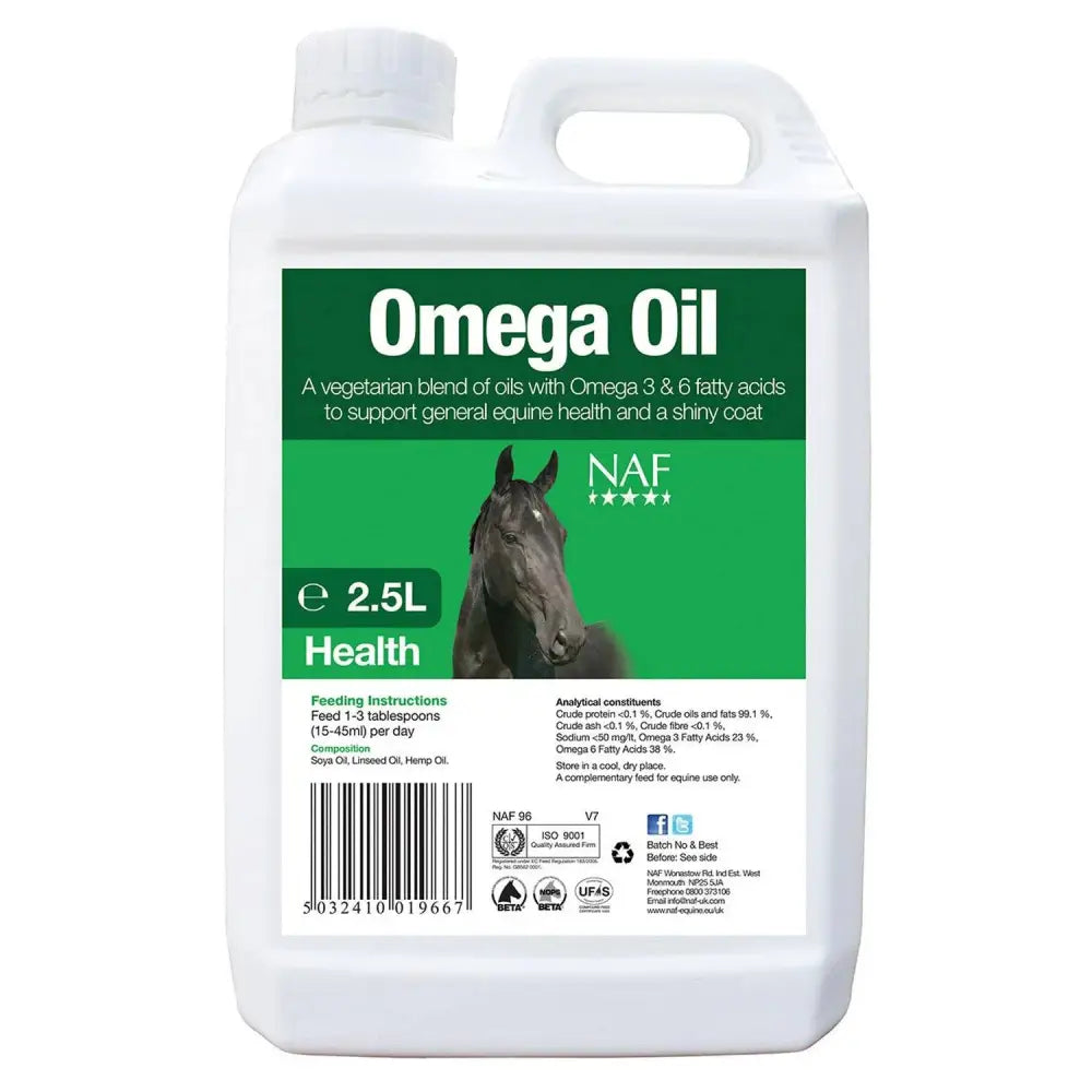 NAF Omega Oil 2.5 Litre Horse Supplements Barnstaple Equestrian Supplies