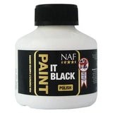 White plastic bottle with black cap and label of naf paint it hoof polish quick drying hoof polish for elegant hooves