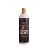 Naf sheer luxe leather cleanse and condition bottle with white body gold cap and dark label with gold text