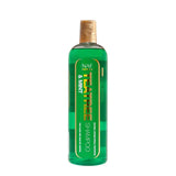 Green naf teatree and mint shampoo bottle with gold cap featuring natural antibacterial properties for dirty ponies