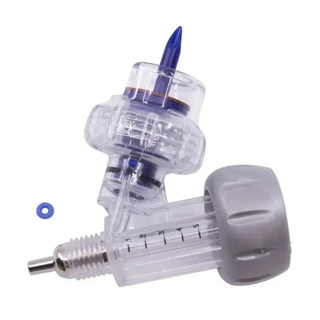 Clear plastic neogen barrel with o-ring adjustable collar featuring measurement markings for neogen prima vaccinators