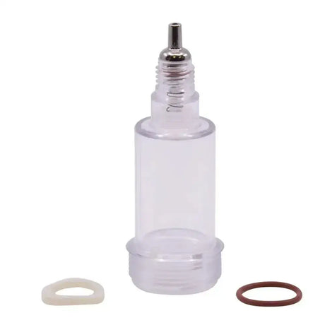 Clear plastic neogen barrel with metallic needle tip and two rubber o-rings for neogen prima injectors replacement barrel