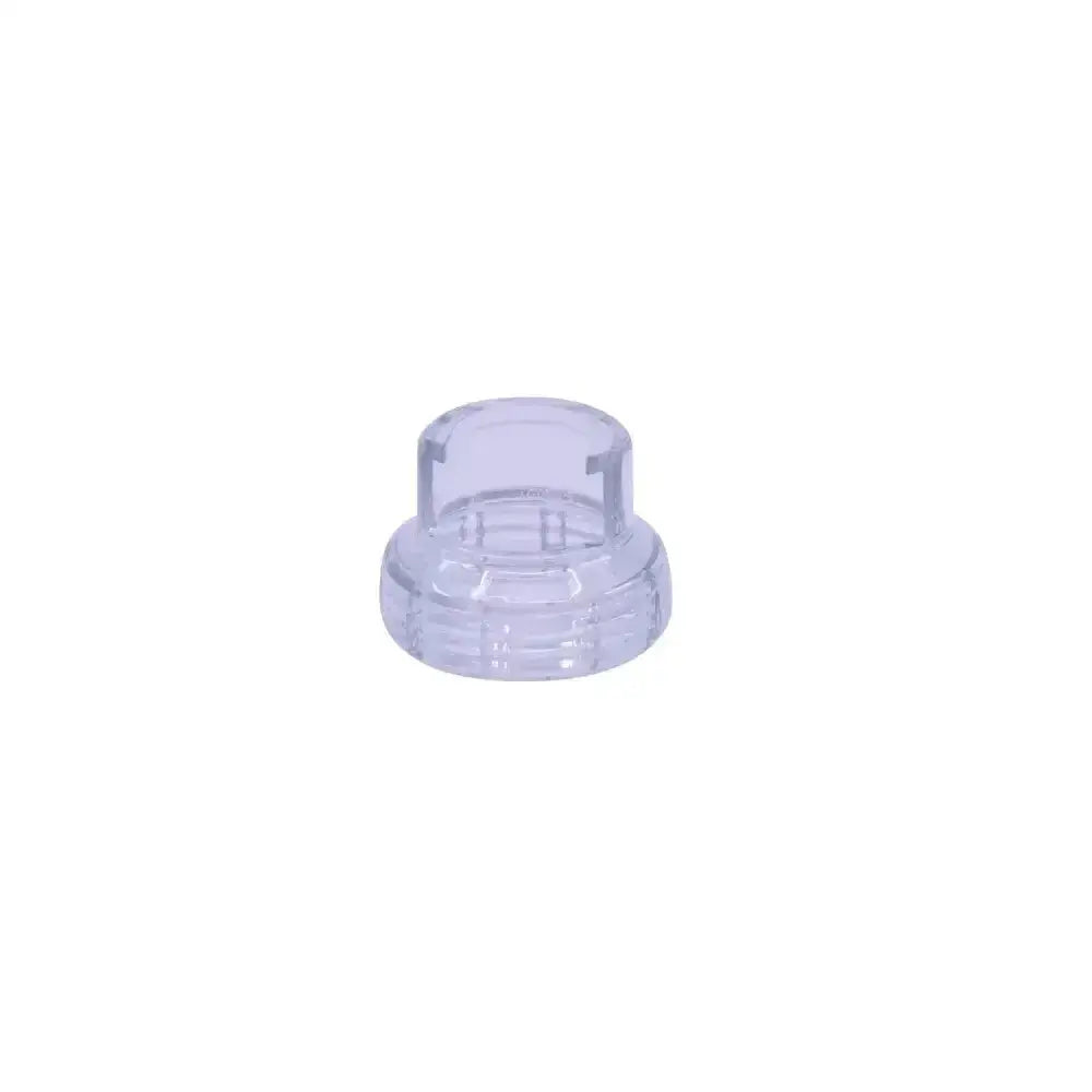 Clear plastic neogen bottle collar with ribbed base and wider top as a standard bottle collar for secure sealing