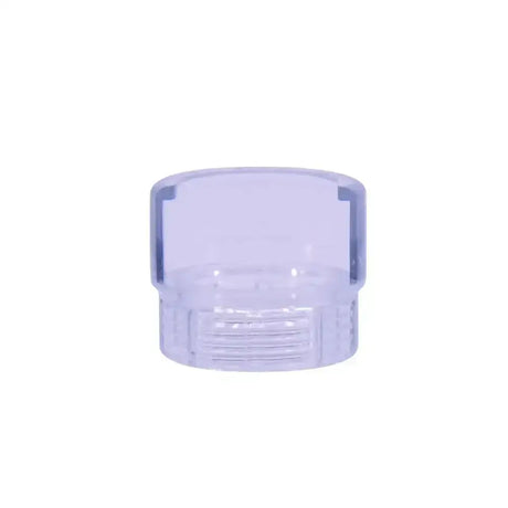 Clear plastic vape tank cap with frosted finish and grip ridges for neogen bottle collar standard bottle collars