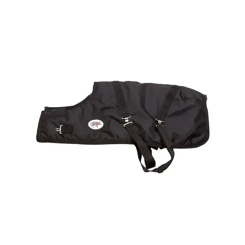 Black neogen calf sense warming blanket with adjustable straps and logo patch for calf sense warming use