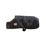 Black waterproof neogen calf sense warming blanket with silver buckles and logo patch for calf warmth