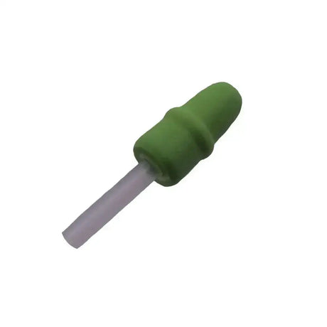 Green silicone cap with translucent gray stem on neogen catheter foam designed for sow catheter foam use