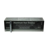 Black and white box of neogen disposable aluminium hub needles 16g 100 count for large animal administration