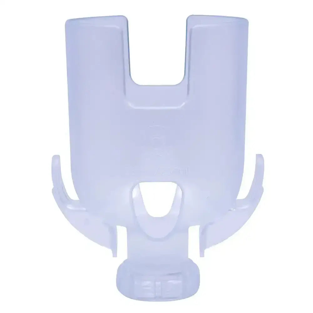 Transparent plastic neogen fast-fit bottle holder with u-shaped top and curved arms fits 250ml bottles